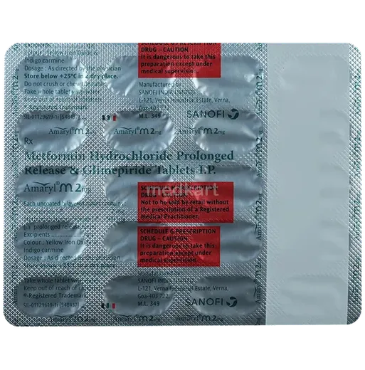 amaryl m 2mg tablet 20's